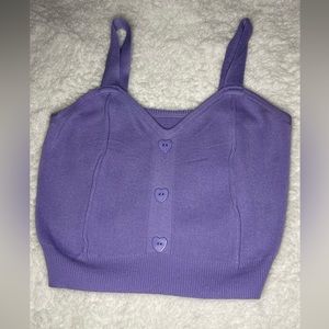 Purple Crop Top w/ Heart Buttons| Size: S/M